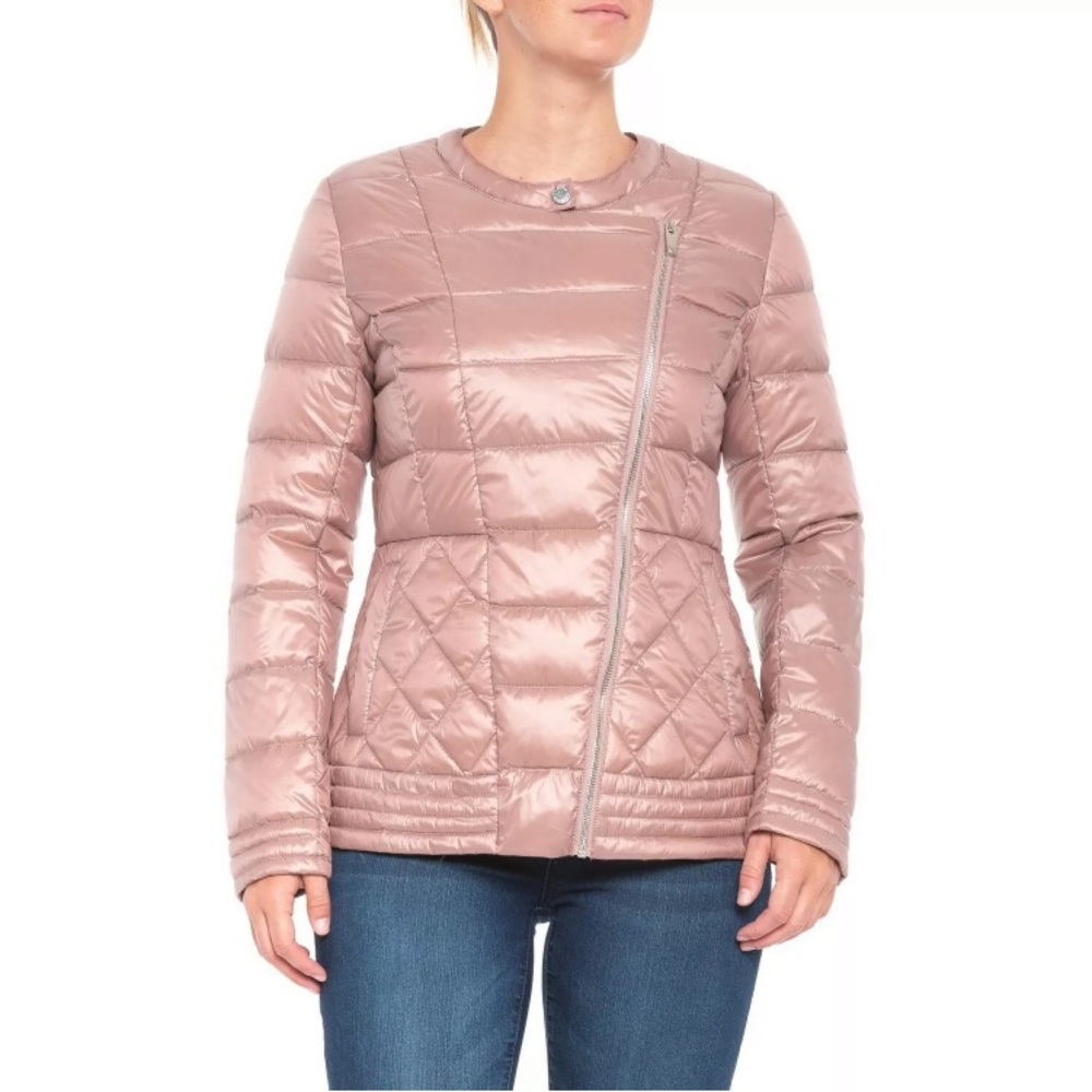 NWT $150 Via Spiga Women's Moto Packable Down Jacket  Rosewood S